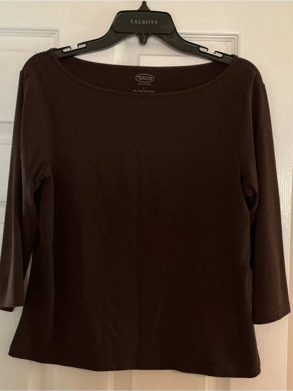 Talbots Dark Brown Boatneck Long Sleeve Top